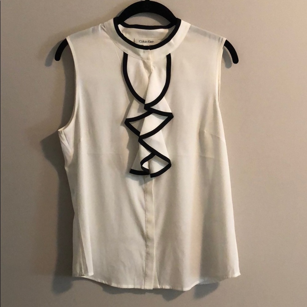 Black and White Ruffle Blouse